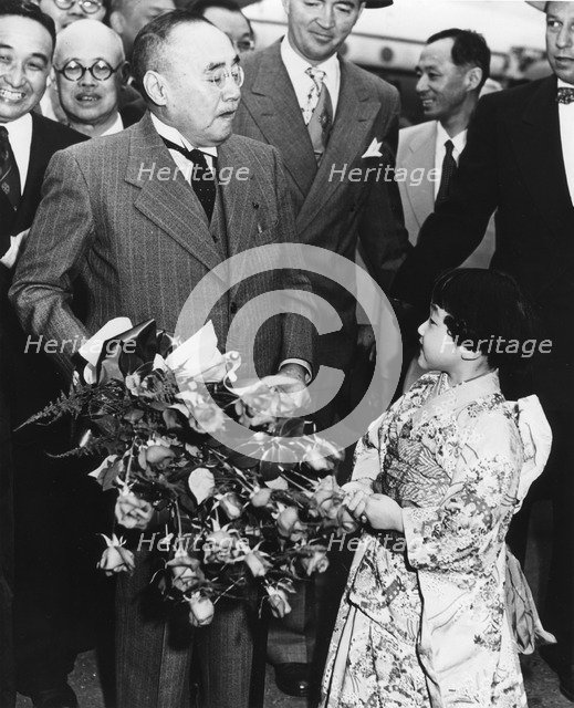 Shigeru Yoshida arrives at the San Francisco Peace Treaty, USA, April 1952. Artist: Unknown