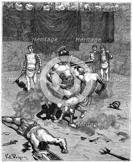 Gladiatorial combat, 1882-1884. Artist: Unknown