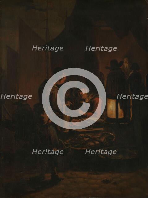 Fish market at night, 1640-1664. Creator: Egbert van der Poel.