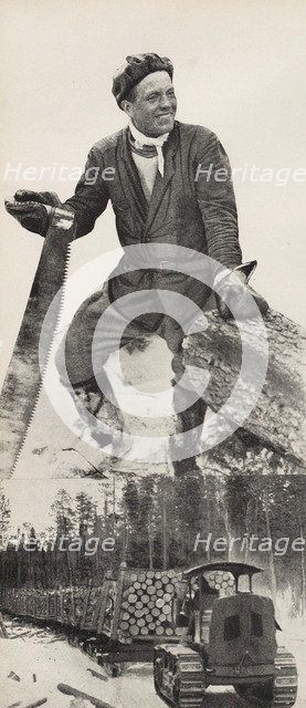 The timber for Western Europe. Illustration from USSR Builds Socialism, 1933. Creator: Lissitzky, El (1890-1941).