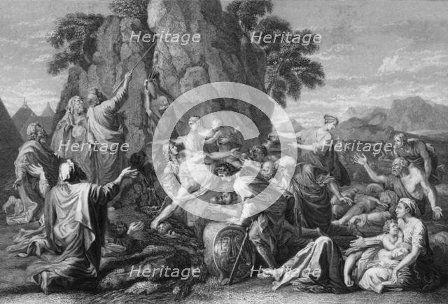 'Moses "smote the rock twice, and the water came out abundantly"', 1840.  Creator: George Presbury.