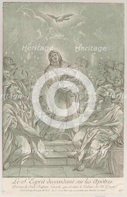 The Pentecost, with the Virgin standing at center, the Holy Spirit above, and Apostles..., ca. 1729. Creator: Caylus, Anne-Claude-Philippe de.