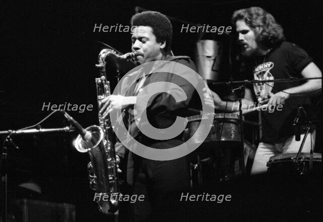 Manolo Badrena and Wayne Shorter, Odeon Hammersmith, London, 1976. Creator: Brian O'Connor.
