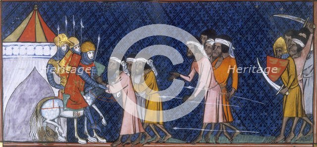 Saracens and crusaders, c1325-c1350.  Creator: Unknown.