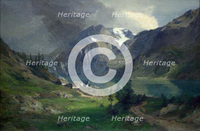 Mountain landscape with Village, 1873. Creator: Thorben Viking Bille.