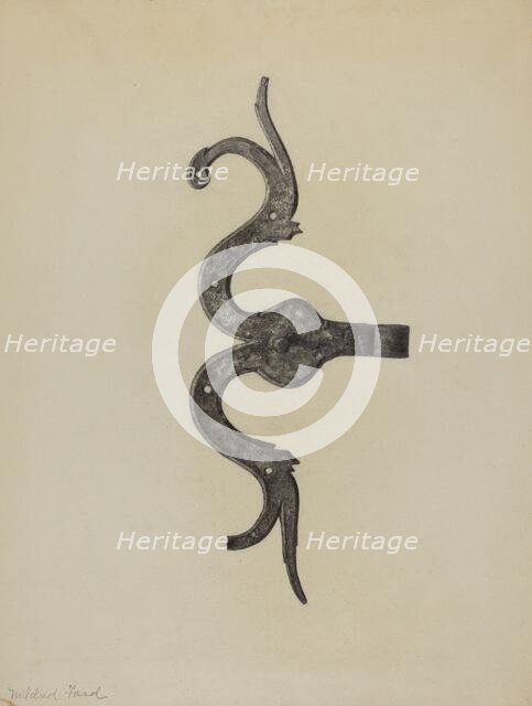 Pa. German Butt of Side Hinge, c. 1938. Creator: Mildred Ford.