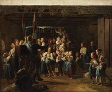 Man with a Peep Box, 1847. Creator: Waldmüller, Ferdinand Georg (1793-1865).