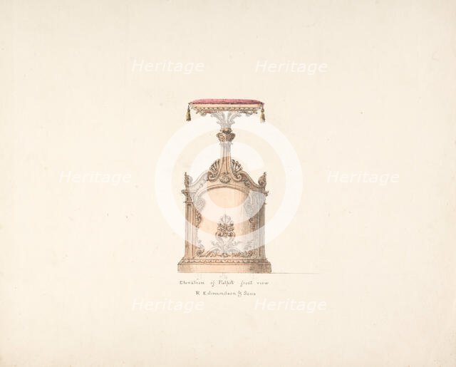 Elevation of a Pulpit, Front View, R. Edmundson & Sons, early 19th century. Creator: Anon.
