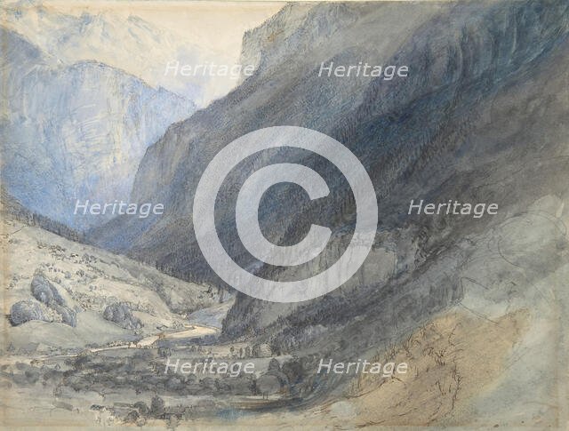 The Valley of Lauterbrunnen, Switzerland, ca. 1866. Creator: John Ruskin.