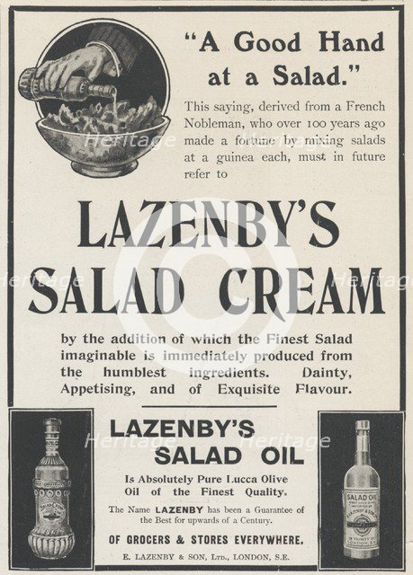 Lazenby's Salad Cream, 1906. Artist: Unknown