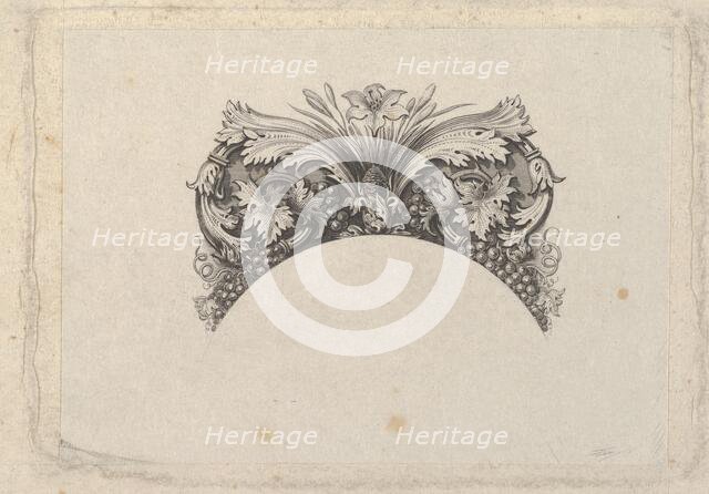 Arched framing element for banknote, with acanthus and vine leaves, lily and grapes..., ca. 1824-37. Creator: Attributed to Asher Brown Durand.