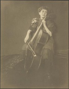 Portrait of a Woman Playing the Cello, 1895-1943. Creator: Louis Fleckenstein.