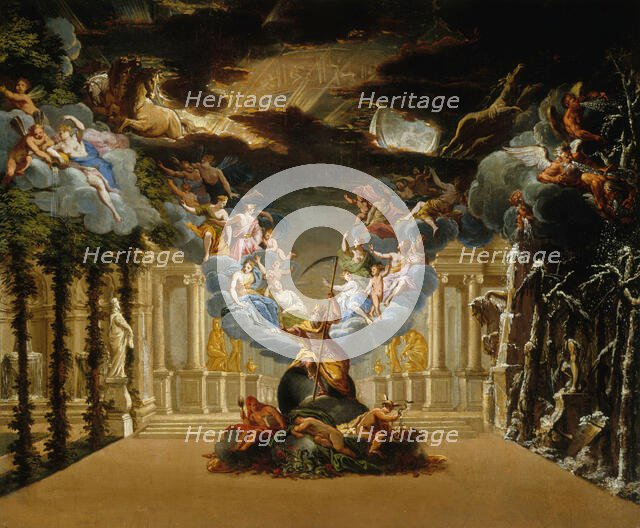 Stage design for the Prologue of the Tragédie lyrique "Atys" by Jean-Baptiste Lully, c. 1708. Creator: Duplessis (Vigoureux-Duplessis), Jacques Vigouroux (1680-1732).