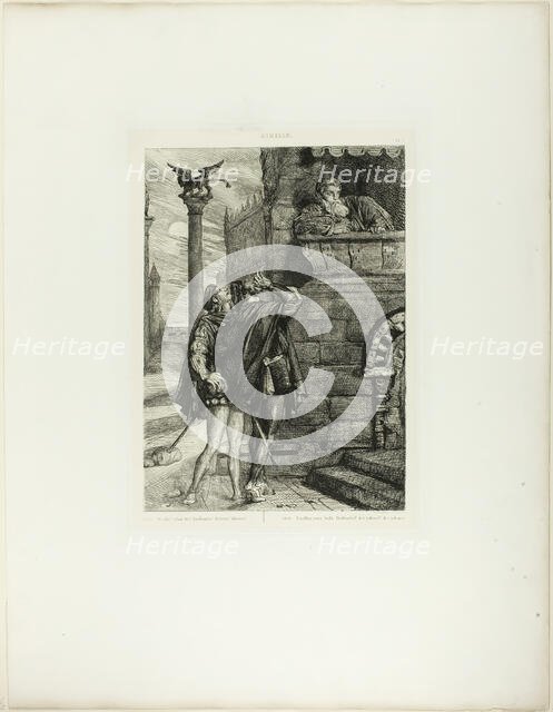 Owake! what ho! Brabantio! thieves! thieves!, plate one from Othello, 1844. Creator: Theodore Chasseriau.