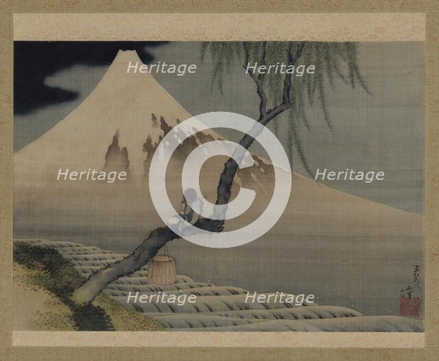 Boy Viewing Mount Fuji, 1839. Creator: Hokusai.