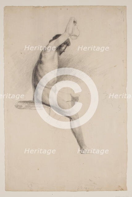 Nude Seated Male Figure, c1832. Creator: Thomas Cole.