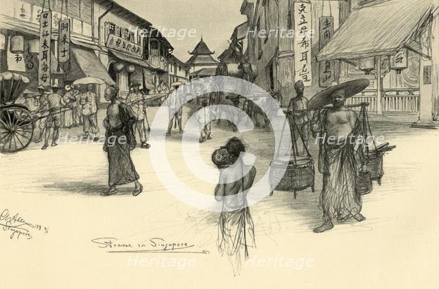 Street scene, Singapore, 1898.  Creator: Christian Wilhelm Allers.