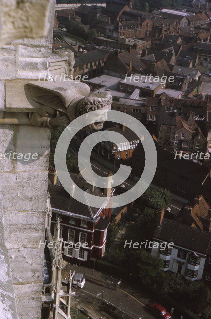 Gargoyle on tower, York Minster, 1958. Artist: CM Dixon.