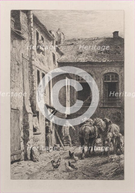 A Paris Courtyard in 1865. Creator: Charles Emile Jacque.