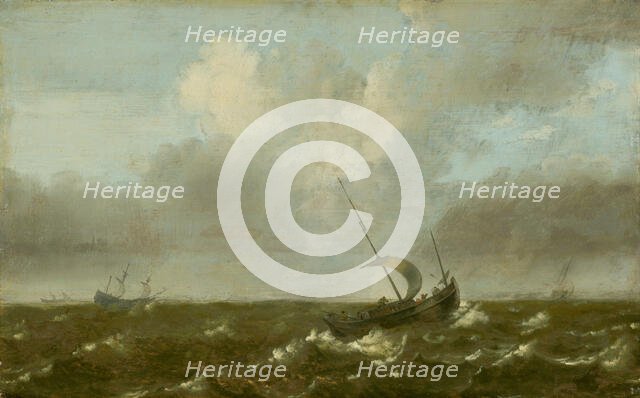 Boats on a stormy sea, c1650. Creator: Pieter Mulier.