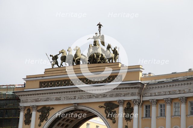 Quadriga on the General Staff Building, Palace Square, St Petersburg, Russia, 2011. Artist: Sheldon Marshall