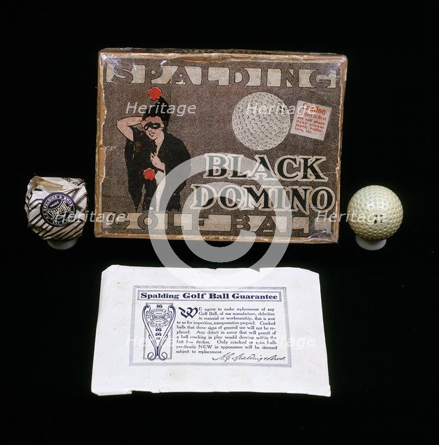 Black Domino rubber-core golf balls made for the Spalding Co, 1908. Artist: Unknown