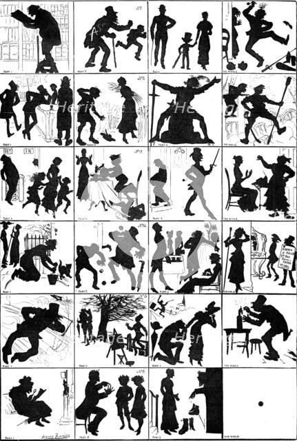 Six shadow charades drawn by H. Furniss - the answers next week, 1881. Creator: Unknown.