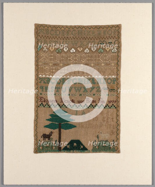 Sampler, United States, c. 1785. Creator: Elizabeth Nicholls.