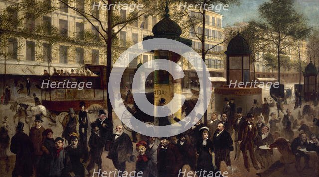 Esquisse pour un panorama du boulevard Montmartre animé des personnalités parisiennes..., c1880. Creator: Andre Gill.