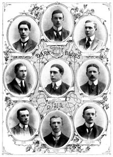 The Oxford and Cambridge Boat-Race: the Oxford Crew, 1898. Creator: Carl Hentschel.