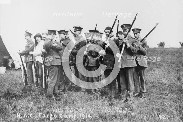 Recruits, Aldershot, H.A.C. Fargo Camp. 1914, 1914. Creator: Bain News Service.