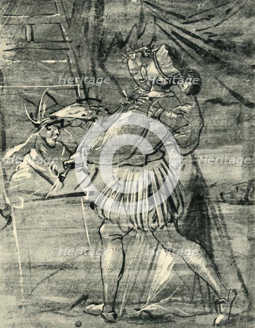 Artist with young woman in front of an easel, 1580, (1943). Creator: Tobias Stimmer.