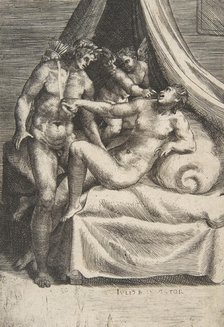Apollo and Daphne, from 'The Loves of the Gods', ca. 1531-76. Creator: Giulio Bonasone.