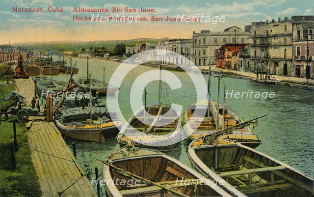 Matanzas, Cuba. Almacenes, Rio San Juan. Docks and Warehouses, San Juan River, c1910. Artist: Unknown