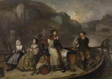 Albrecht Dürer Sailing down the Rhin, 1855. Creator: Joseph Lies.