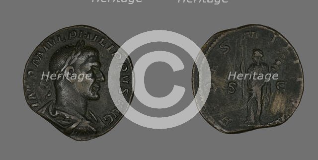Coin Portraying Philip the Arab, 244-249. Creator: Unknown.