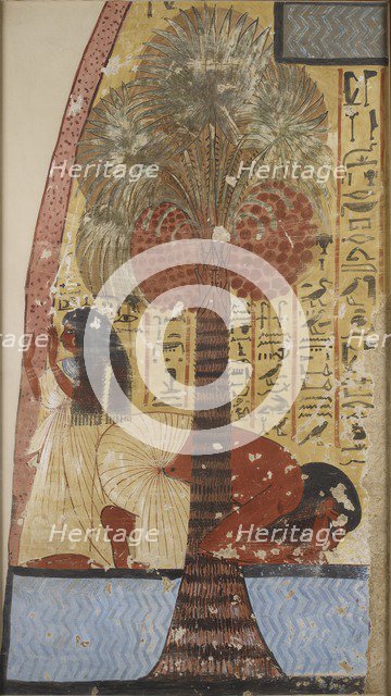 Copy of wall painting from a private tomb 218 of Amennakhte, (I, 1, 317-320), Thebes, 20th century. Artist: Anna (Nina) Macpherson Davies.