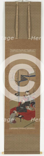 A courtesan helping a man to dress, Edo period, mid 18th-early 19th century. Creator: Kitao Shigemasa.