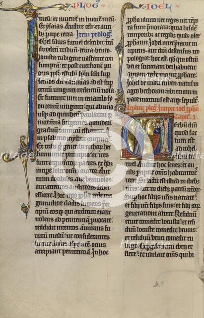 Initial V: Joel Talking to the Elders; Marquette Bible, about 1270. Creator: Unknown.