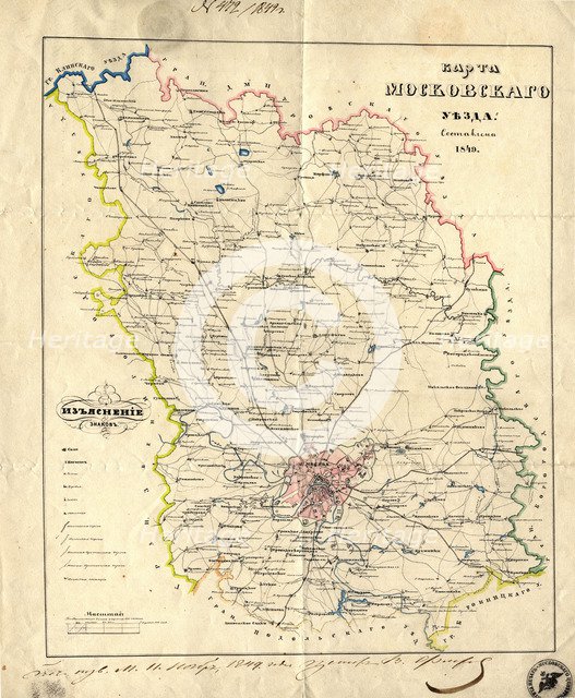Map of the Moscow Governorate, 1849. Artist: Anonymous master  
