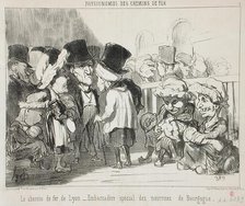 Le Chemin de fer de Lyon. Embarcadère.., 1852. Creator: Honore Daumier.