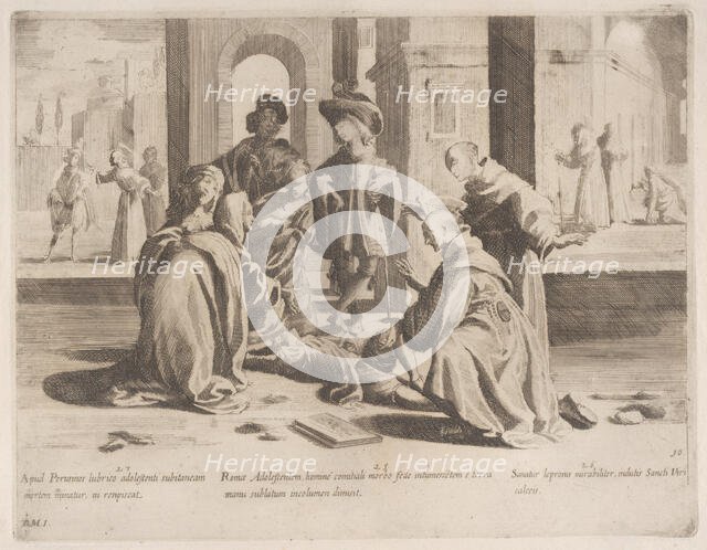 Episode 25: In Rome Saint Bernardino cures a diseased young man; Episode 26: Saint Bern..., 1610-39. Creator: Bernardino Capitelli.