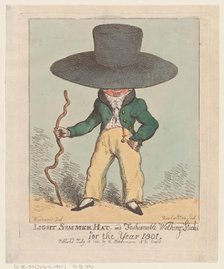 Light Summer Hat and Fashionable Walking Sticks for the Year 1801, July 10, 1801., July 10, 1801. Creator: Thomas Rowlandson.
