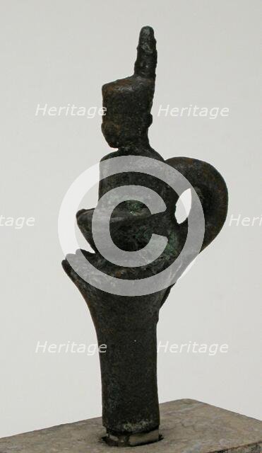 Statuette of the Goddess Neith Sitting on a Lotus, Egypt, Late Period (664-332 BCE). Creator: Unknown.