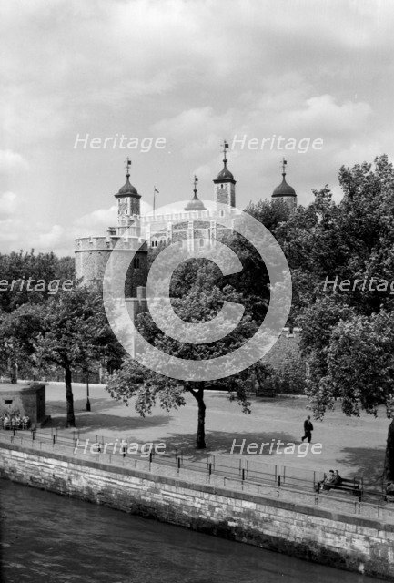 Tower of London from Tower Bridge, London, c1945-c1965.  Artist: SW Rawlings