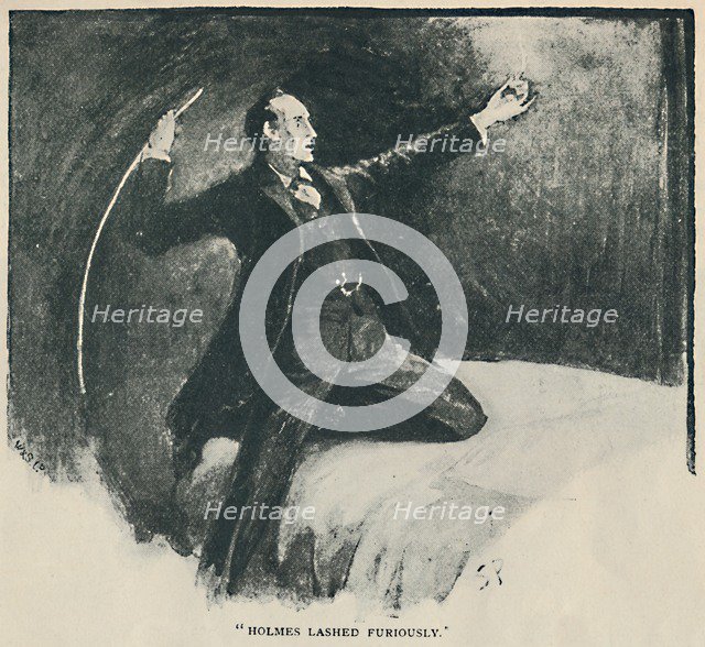'Holmes Lashed Furiously', 1892. Artist: Sidney E Paget.
