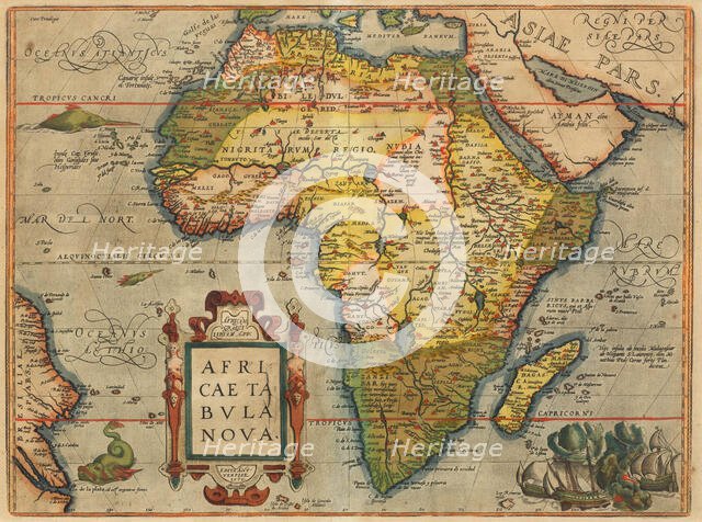 Africae Tabula Nova. From Theatrum Orbis Terrarum, 1572. Creator: Ortelius, Abraham (1527-1598).