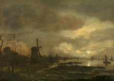 Landscape by Moonlight, mid-17th century. Creator: Aert van der Neer.