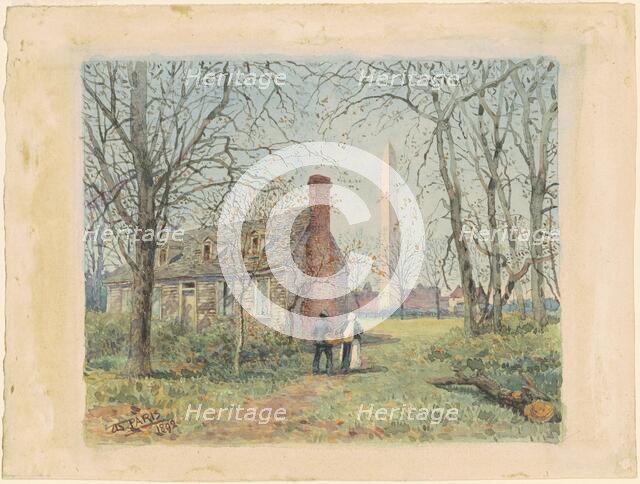 David Burns's Cottage and the Washington Monument, 1892. Creator: Walter Paris.