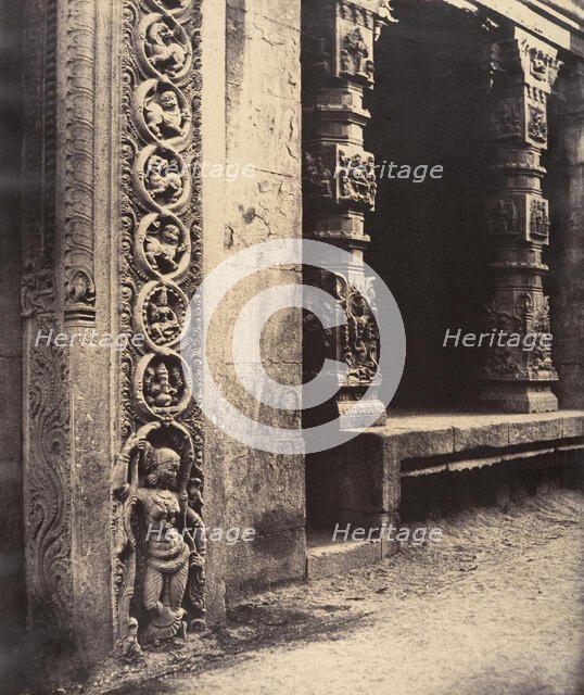 Pillars in the Recessed Portico in the Roya Gopuram, January-March 1858. Creator: Captain Linnaeus Tripe.